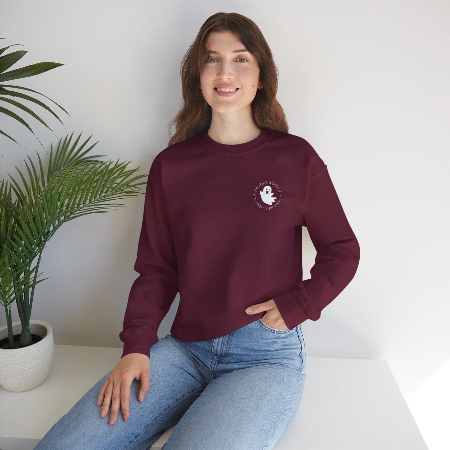 Spooky SZN Ghost Logo Unisex Heavy Blend™ Crewneck Sweatshirt
