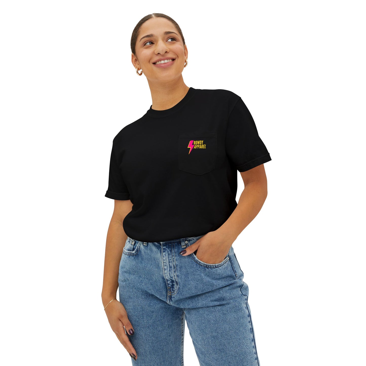 Rowdy Lightening Bolt Unisex Garment-Dyed Pocket T-Shirt