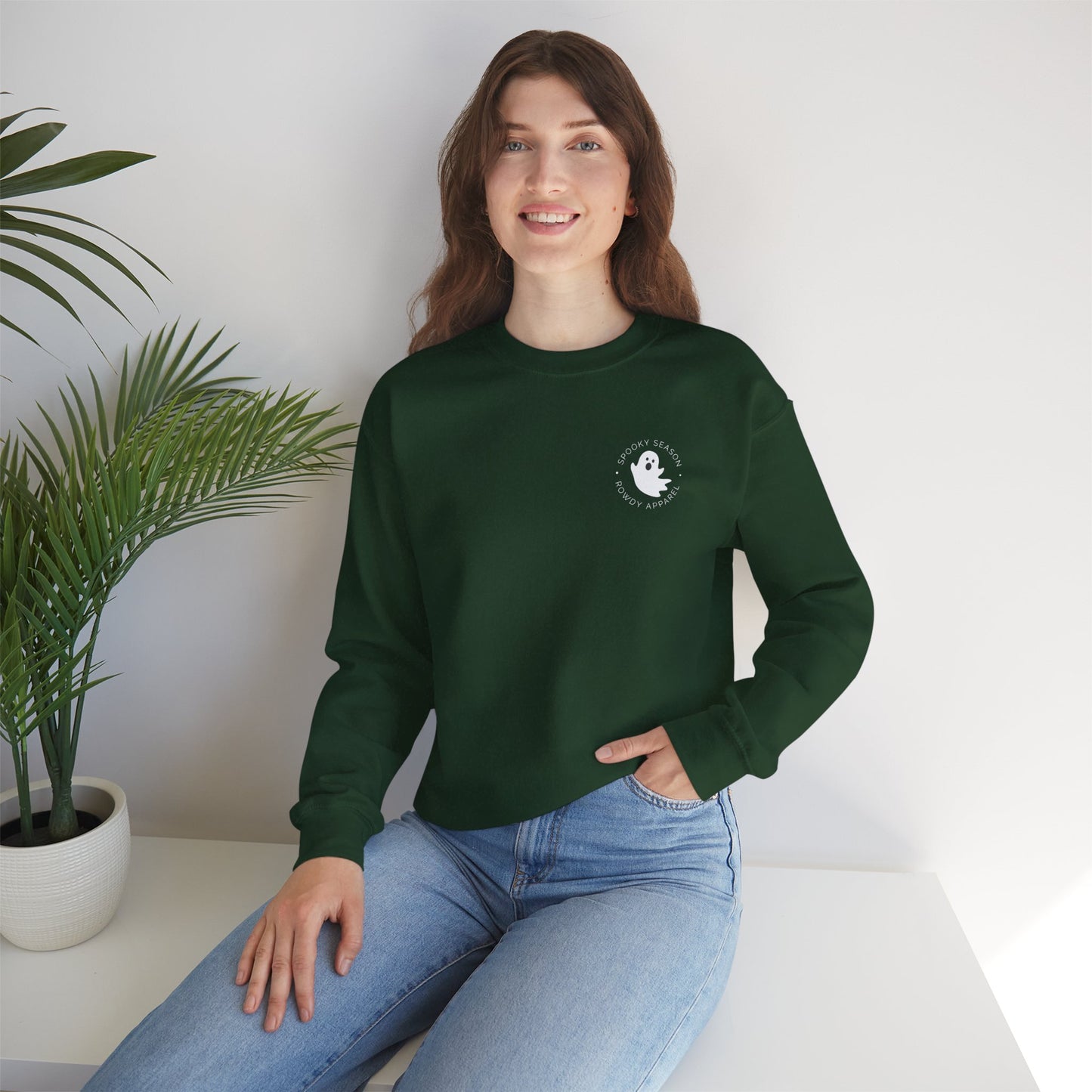 Spooky SZN Ghost Logo Unisex Heavy Blend™ Crewneck Sweatshirt