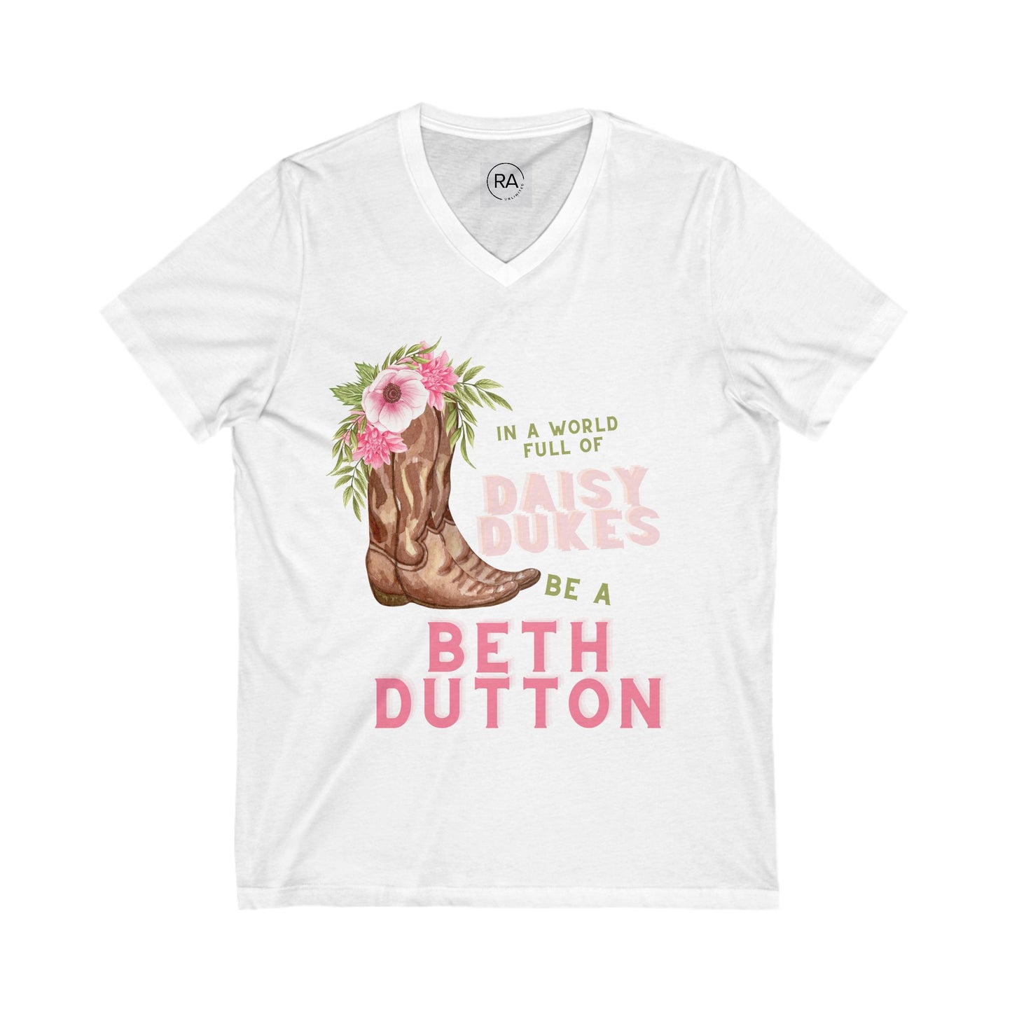 Unisex Jersey Short Sleeve V-Neck Tee- Beth Dutton