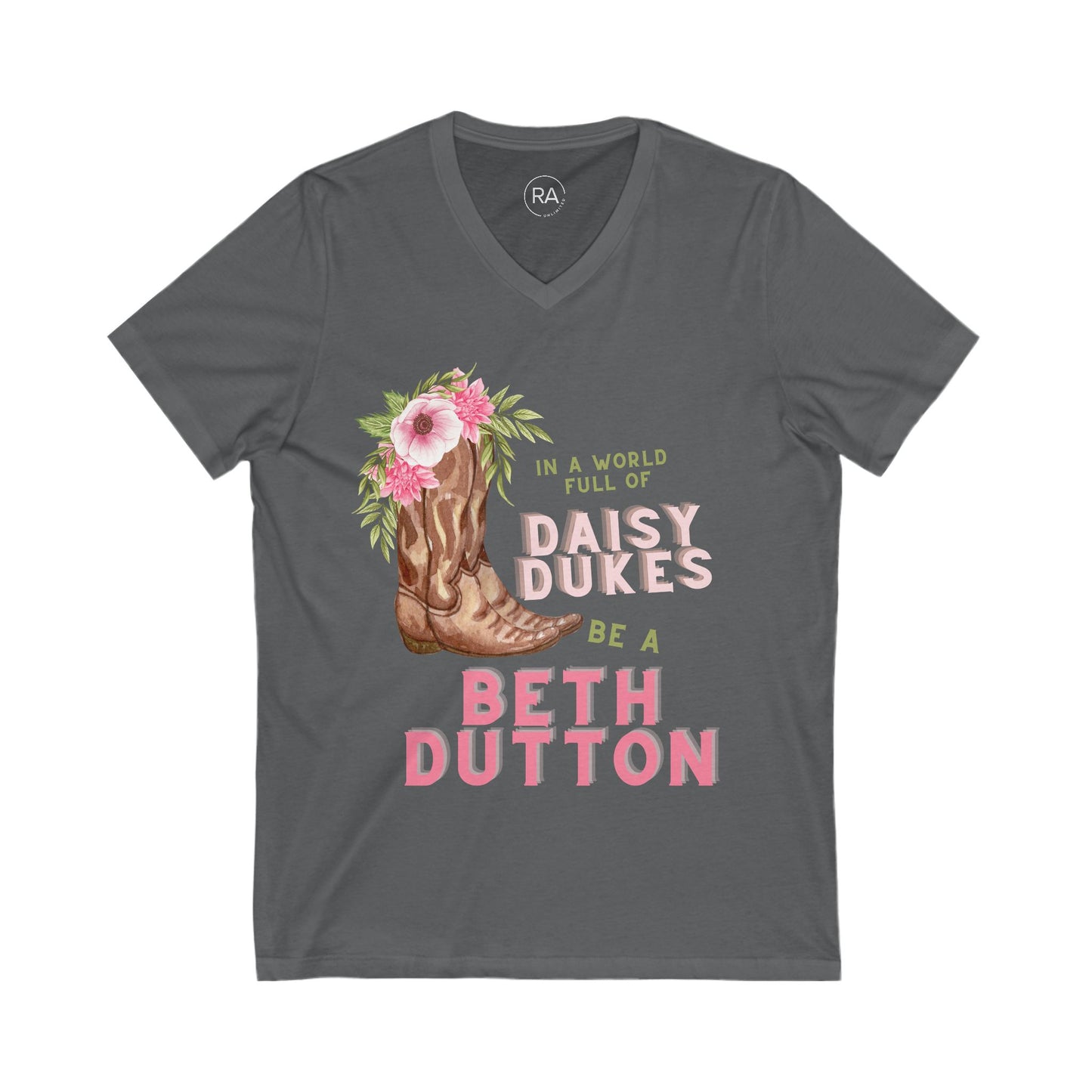 Unisex Jersey Short Sleeve V-Neck Tee- Beth Dutton