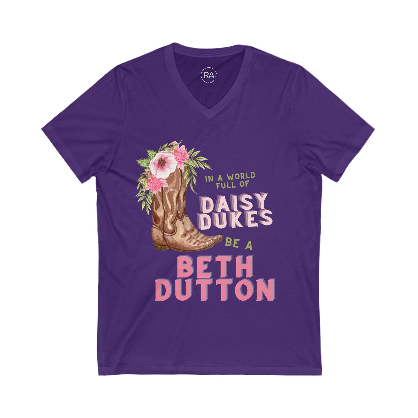Unisex Jersey Short Sleeve V-Neck Tee- Beth Dutton