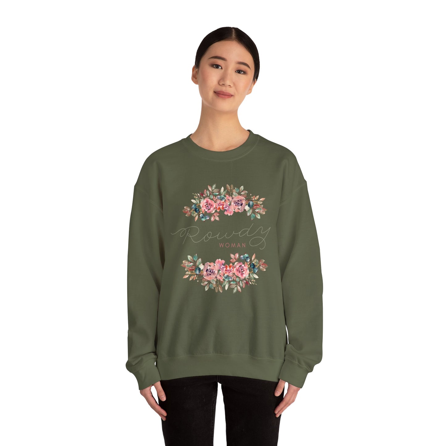 Rowdy Woman Floral Unisex Heavy Blend™ Crewneck Sweatshirt