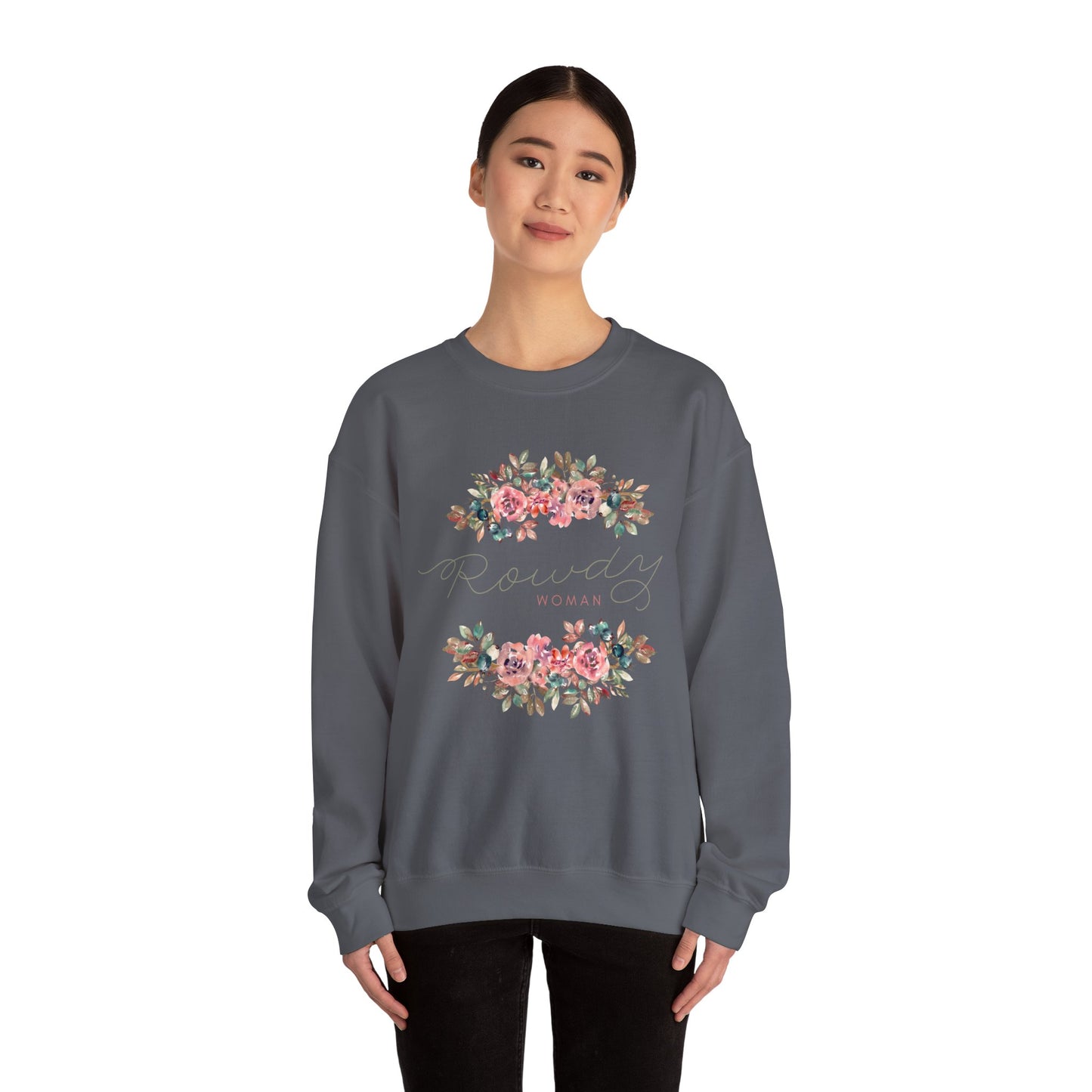 Rowdy Woman Floral Unisex Heavy Blend™ Crewneck Sweatshirt