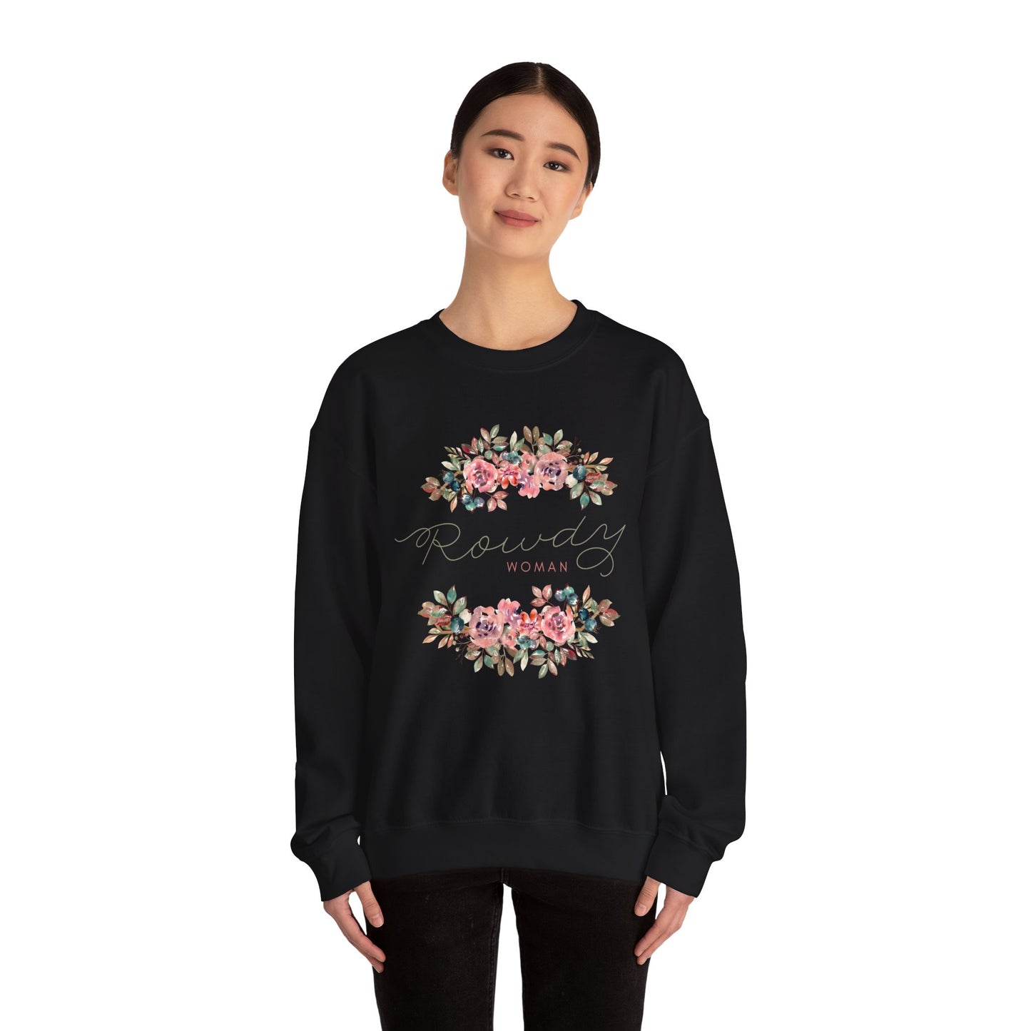 Rowdy Woman Floral Unisex Heavy Blend™ Crewneck Sweatshirt